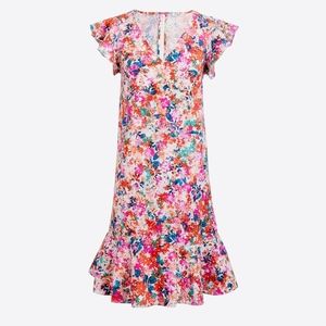 Printed ruffle tank dress